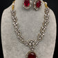 Victorian Finish AD Color Stone Short Necklace - Red