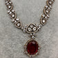 Victorian Finish AD Color Stone Short Necklace - Red