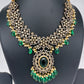 Victorian Finish AD Color Stone Short Necklace - Green