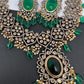 Victorian Finish AD Color Stone Short Necklace - Green