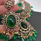 Victorian Finish AD Color Stone Short Necklace - Green