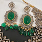 Victorian Finish AD Color Stone Short Necklace - Green