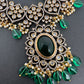 Victorian Finish AD Color Stone Short Necklace - Green