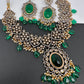 Victorian Finish AD Color Stone Short Necklace - Green