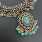 Victorian Finish AD Color Stone Short Necklace - LightGreen