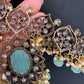 Victorian Finish AD Color Stone Short Necklace - LightGreen