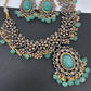 Victorian Finish AD Color Stone Short Necklace - LightGreen