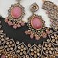 Victorian Finish AD Color Stone Short Necklace - Pink