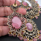 Victorian Finish AD Color Stone Short Necklace - Pink