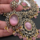 Victorian Finish AD Color Stone Short Necklace - Pink