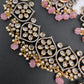 Victorian Finish AD Color Stone Short Necklace - Pink