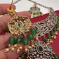 Victorian Finish AD Green Stone Green Beads Short Neckline Necklace