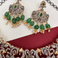 Victorian Finish AD Green Stone Green Beads Short Neckline Necklace
