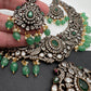 Victorian Finish AD Green Stone Green Beads Short Neckline Necklace