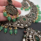 Victorian Finish AD Green Stone Green Beads Short Neckline Necklace