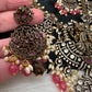 Victorian Mehndi Finish AD Polki Kundan Color Stone Short Necklace - Red