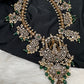 Victorian Mehndi Finish AD Polki Kundan Color Stone Short Necklace - Green