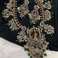 Victorian Mehndi Finish AD Polki Kundan Color Stone Short Necklace - Green