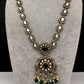 Victorian Mehndi Finish AD Polki Color Stone Necklace - Green