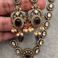 Victorian Mehndi Finish AD Polki Color Stone Necklace - Purple