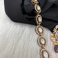 Victorian Mehndi Finish AD Polki Color Stone Necklace - Purple