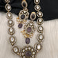 Victorian Mehndi Finish AD Polki Color Stone Necklace - Purple