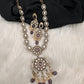 Victorian Mehndi Finish AD Polki Color Stone Necklace - Purple