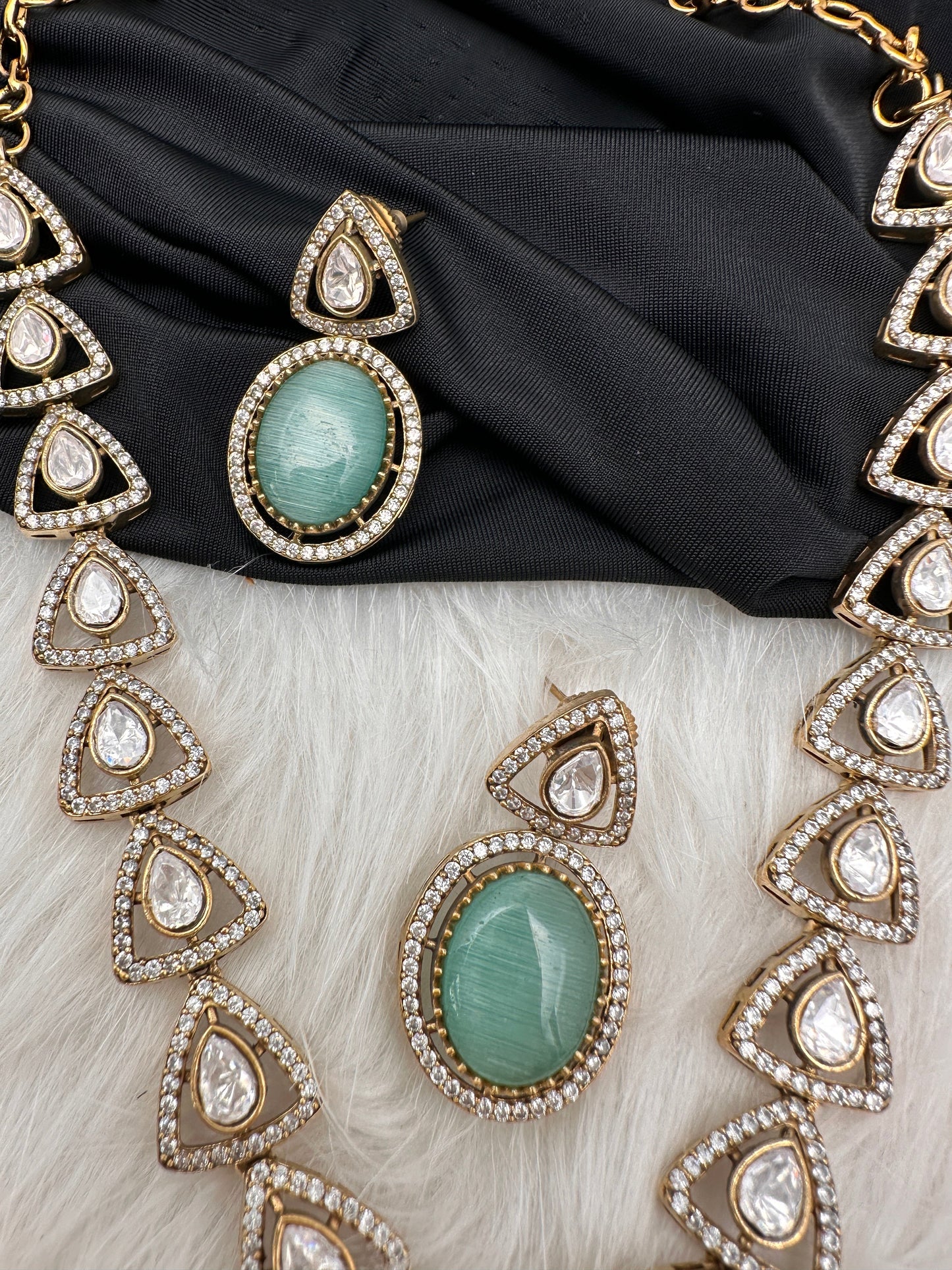 Victorian AD Polki Mint Green Stone Necklace