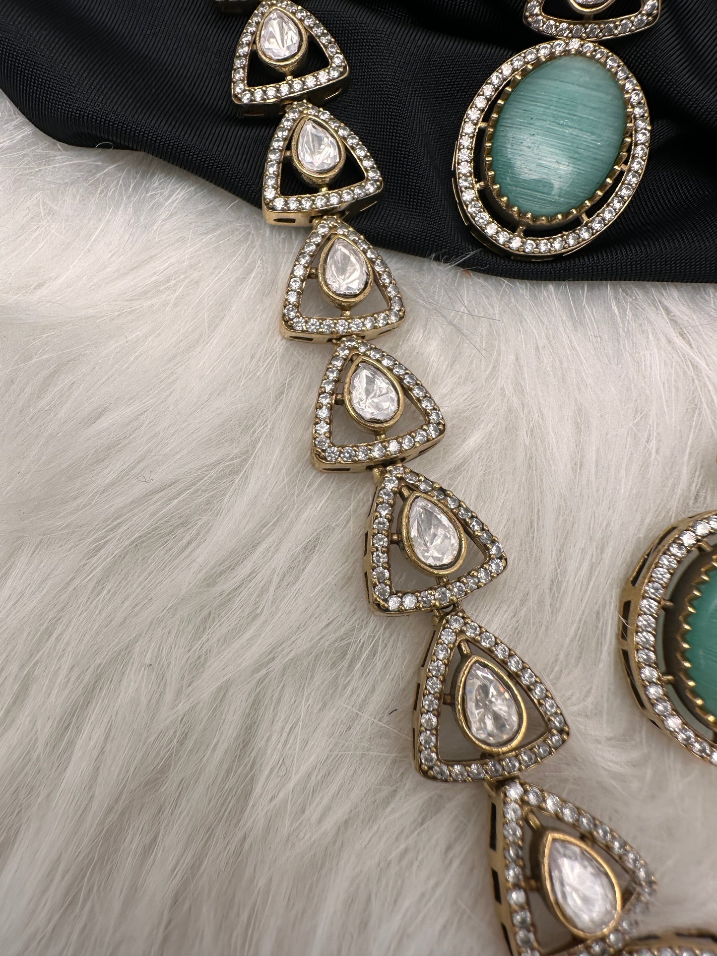 Victorian AD Polki Mint Green Stone Necklace