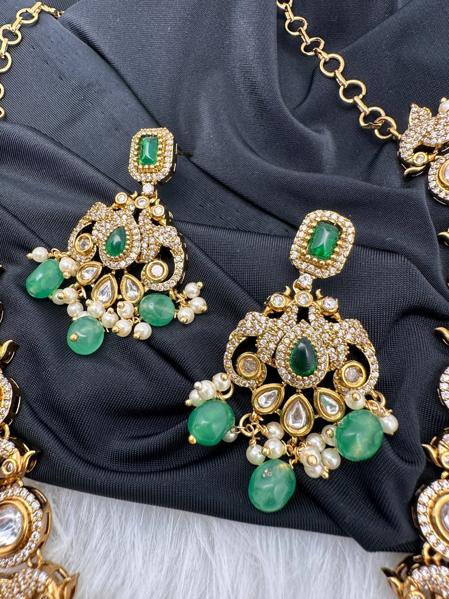 Victorian AD Polki Green Peacock Necklace
