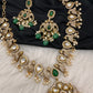 Victorian AD Polki Green Peacock Necklace