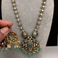 Victorian Mehndi Finish AD Polki Monalisa Color Stone Necklace - Green