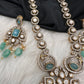 Victorian Mehndi Finish AD Polki Monalisa Color Stone Necklace - Green