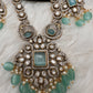 Victorian Mehndi Finish AD Polki Monalisa Color Stone Necklace - Green