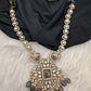 Victorian Mehndi Finish AD Polki Color Monalisa Stone Necklace - Purple