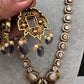 Victorian Mehndi Finish AD Polki Color Monalisa Stone Necklace - Purple