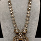 Victorian Mehndi Finish AD Polki Color Monalisa Stone Necklace - Purple