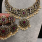 Victorian AD Polki Peacock Neckline Necklace