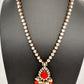 Polki Victorian Mehndi Finish Color Stone Necklace - Coral