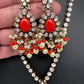 Polki Victorian Mehndi Finish Color Stone Necklace - Coral