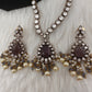 Polki Victorian Mehndi Finish Color Stone Necklace - Purple