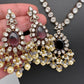 Polki Victorian Mehndi Finish Color Stone Necklace - Purple