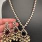 Polki Victorian Mehndi Finish Color Stone Necklace - Purple