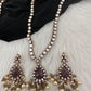Polki Victorian Mehndi Finish Color Stone Necklace - Purple