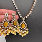 Polki Victorian Mehndi Finish Color Stone Necklace - Yellow