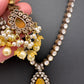 Polki Victorian Mehndi Finish Color Stone Necklace - Yellow