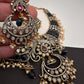Polki Victorian Mehndi Finish Chandballi Color Stone Necklace - Blue