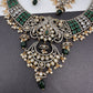 Polki Victorian Mehndi Finish Chandballi Color Stone Necklace - Green