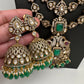 Kundan CZ Multi Layer Mehendi Polish Long Necklace