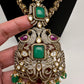 Kundan CZ Multi Layer Mehendi Polish Long Necklace